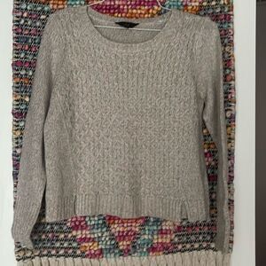 So cute basic tan basket weave sweater.